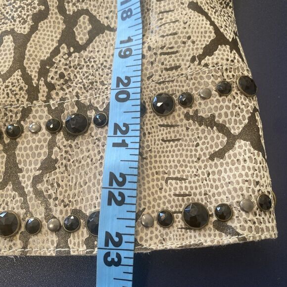 Pamela McCoy Collections Genuine Leather Studded Jacket Blazer Animal Print‎ 1X - Picture 8 of 14